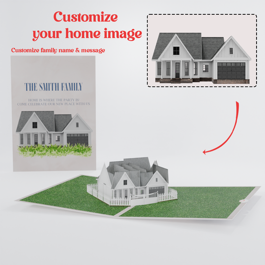 Personalized Housewarming Gift - Custom Home 3D Pop-Up Card