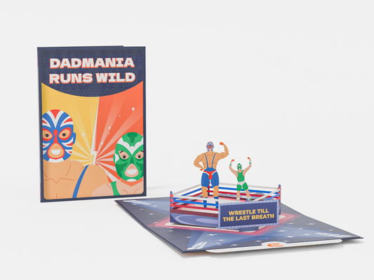 Dadmania Runs Wild 3D Pop-Up Card - Personalized Wrestling Dad Card