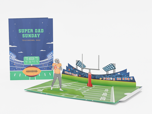 Pop-Up Birthday Card – Custom Football Field with Dad as Quarterback