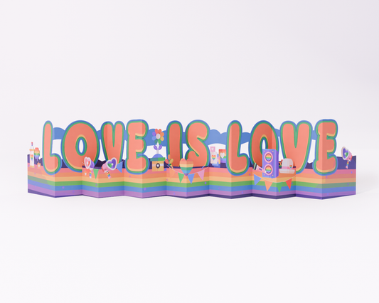 Love Unfolded Accordion Card – Expandable Rainbow Greeting for Pride, Birthday, Anniversary or Just Because