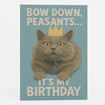 Funny Cat Birthday 3D Pop-Up Card Design Crowned Kitty