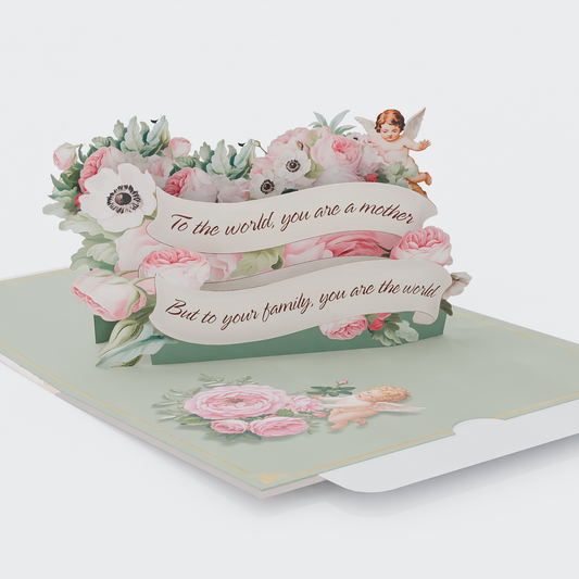 Vintage Pop-Up Mother's Day Card with Angels and Roses